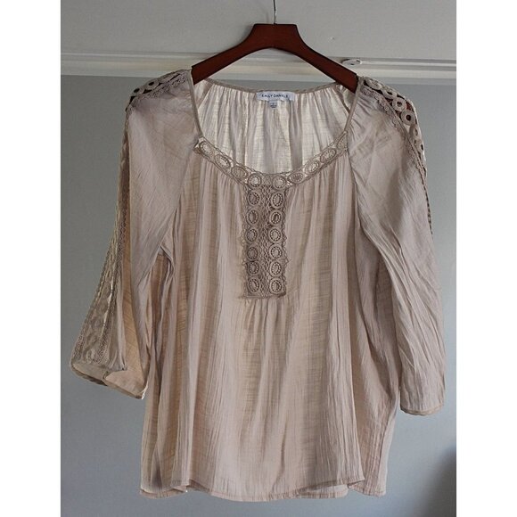 Emily Daniels Embroidereed Peasant Top , Beige, Large - Picture 2 of 9
